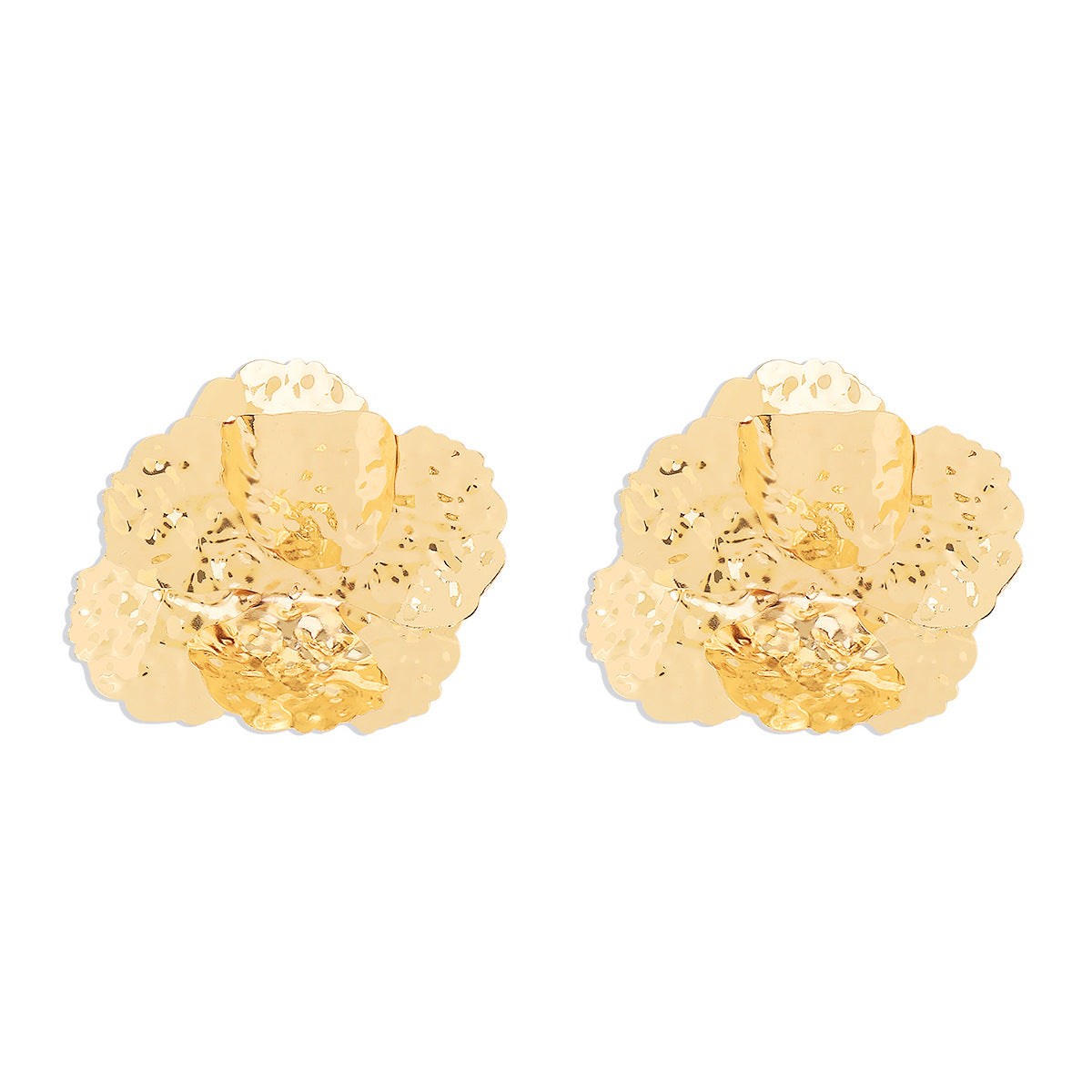 Wholesale Retro Exaggerated Three-dimensional Concave and Convex Texture Flower Earrings