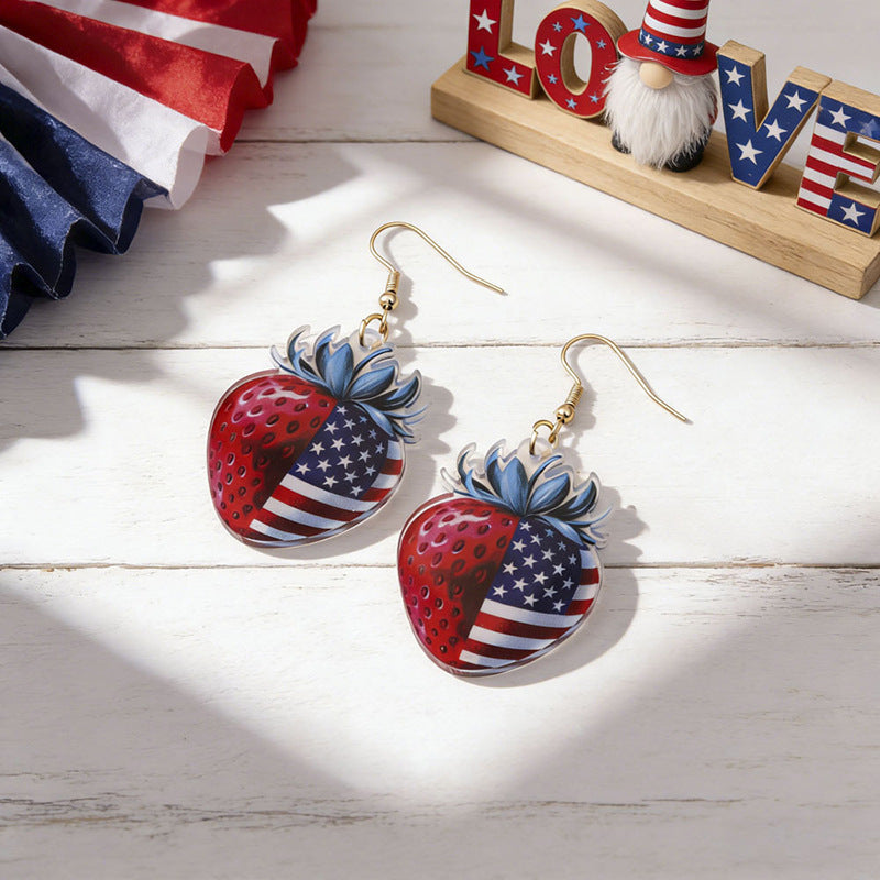 Wholesale Independence Day Anniversary Love Star Spangled Banner Acrylic Earrings