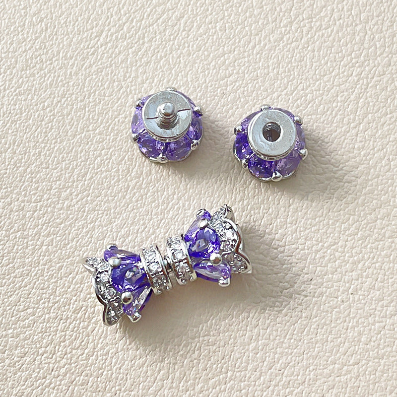 Wholesale Small Waist Screw Buckle 18k Color-retaining Real Gold Inlay Zirconium Pearl Buckle DIY Bracelet Material