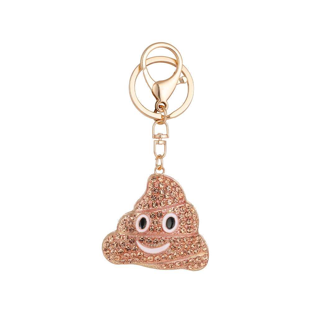 Wholesale Cartoon Cute Rhinestone Poop Novelty Metal Keychain