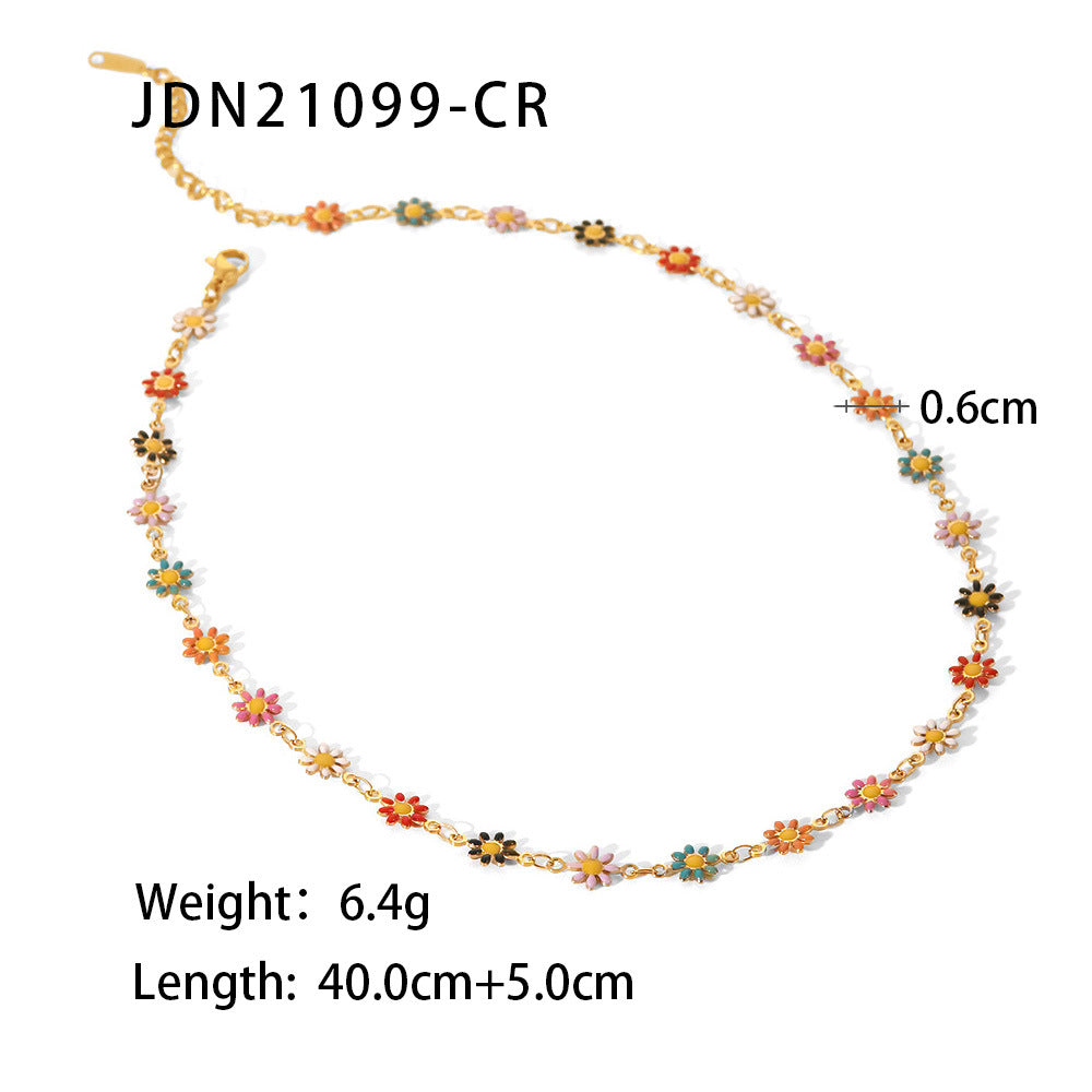 Wholesale 18k Gold Stainless Steel Daisy Gold Color Daisy Chain Necklaces