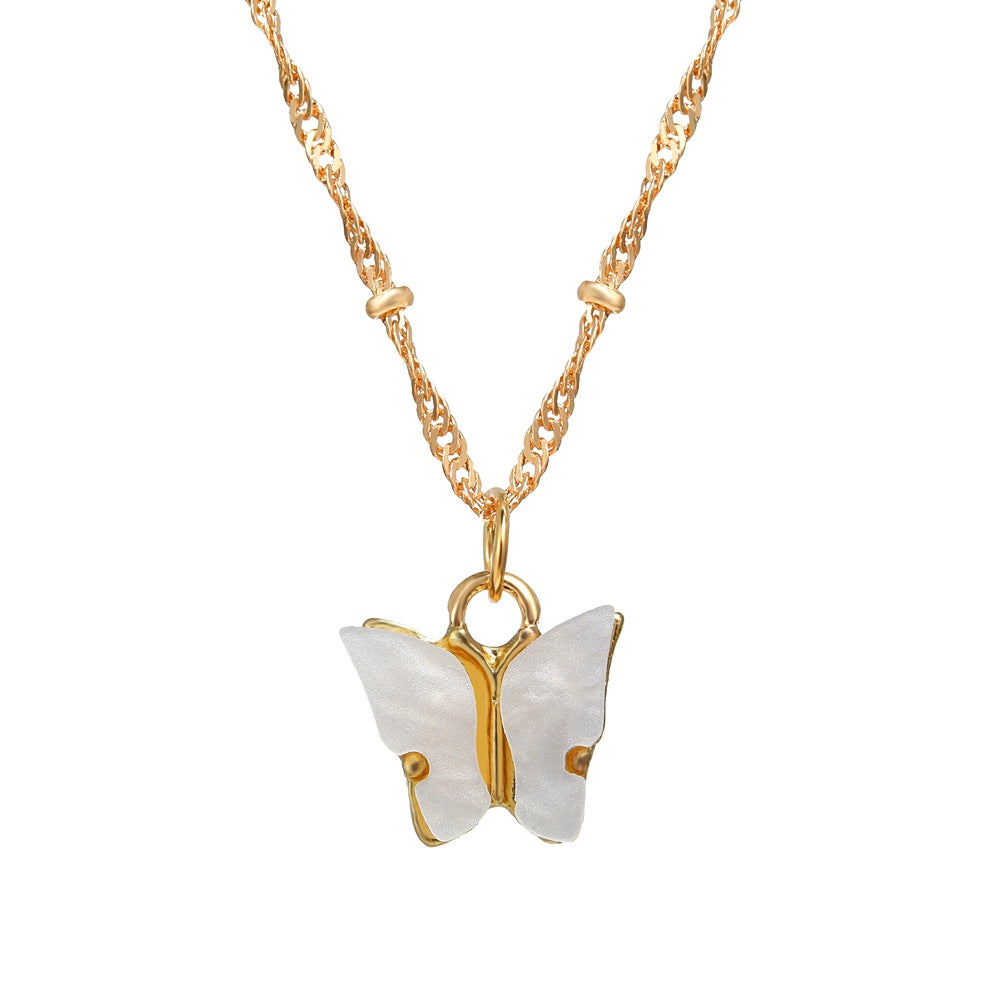 Wholesale High-grade Mother-of-pearl Butterfly Pendant Creative Simple Internet Celebrity Temperament Women's Clavicle Chain