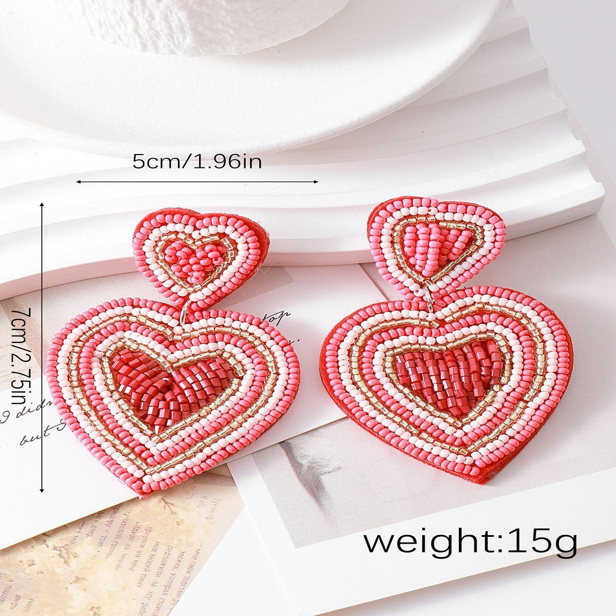 Wholesale fresh sweet Valentine's Day handmade fabric lovely earrings personalized creative autumn and winter women's earrings