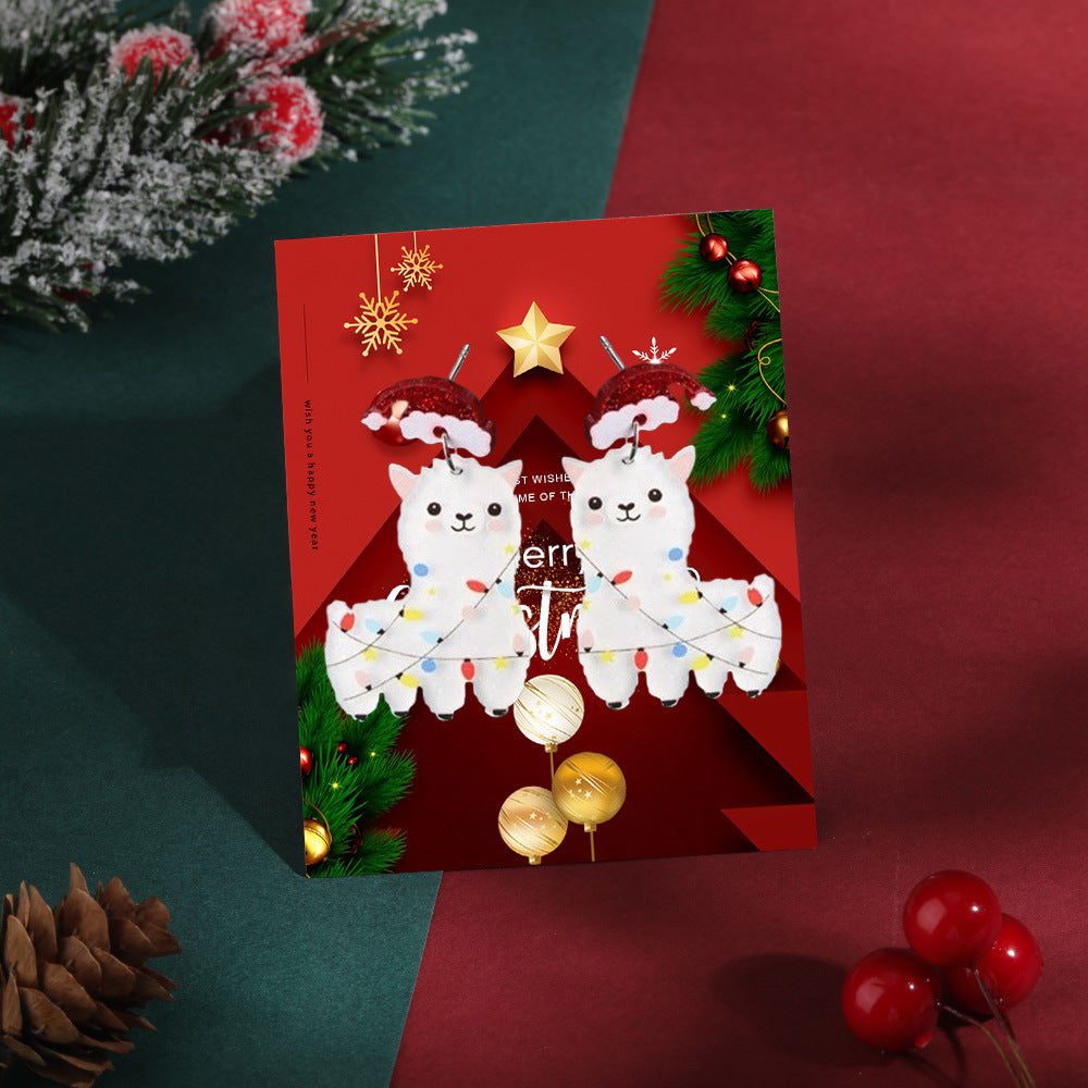 Wholesale Christmas Tree Christmas Hat Socks Elk Earrings