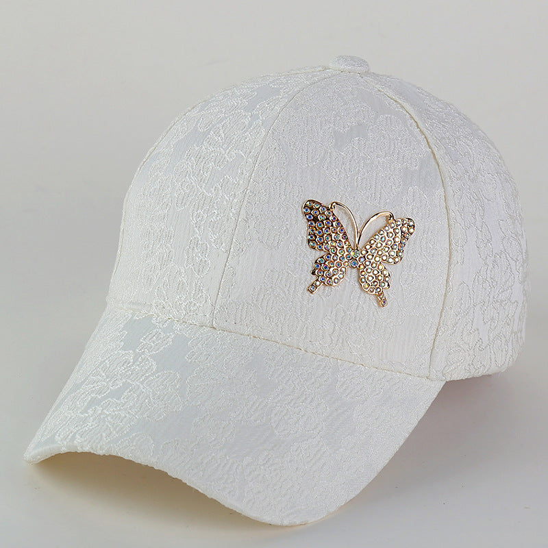 Wholesale Fabric Butterfly Rhinestone Lace Patterned Baseball Hats