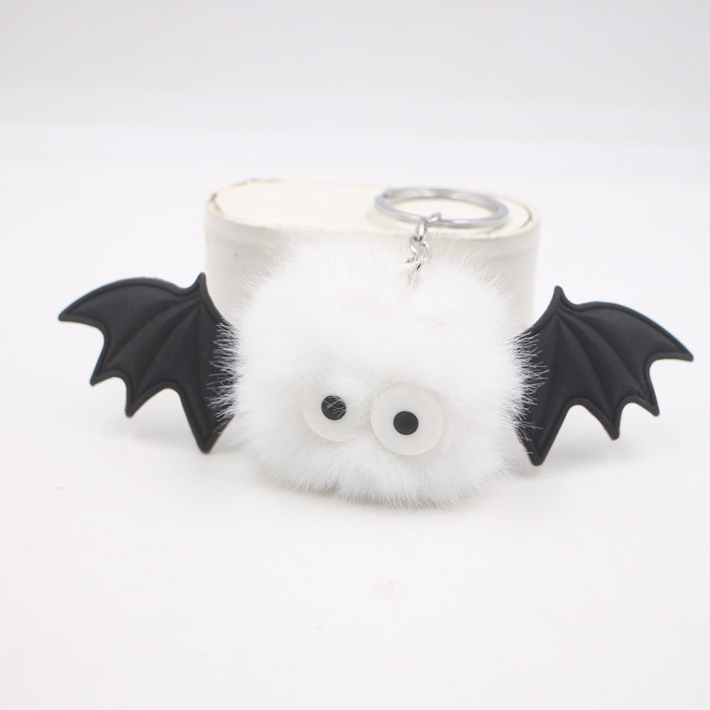 Wholesale Stylish  Black Bat Keychain Pendant Cute Plush Devil Design With Wings Zinc Alloy Hardware Bag Charm And Car Accessory