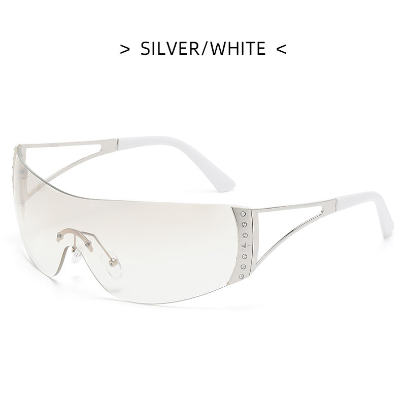 Gafas de sol de PC de diamante de marco grande al por mayor