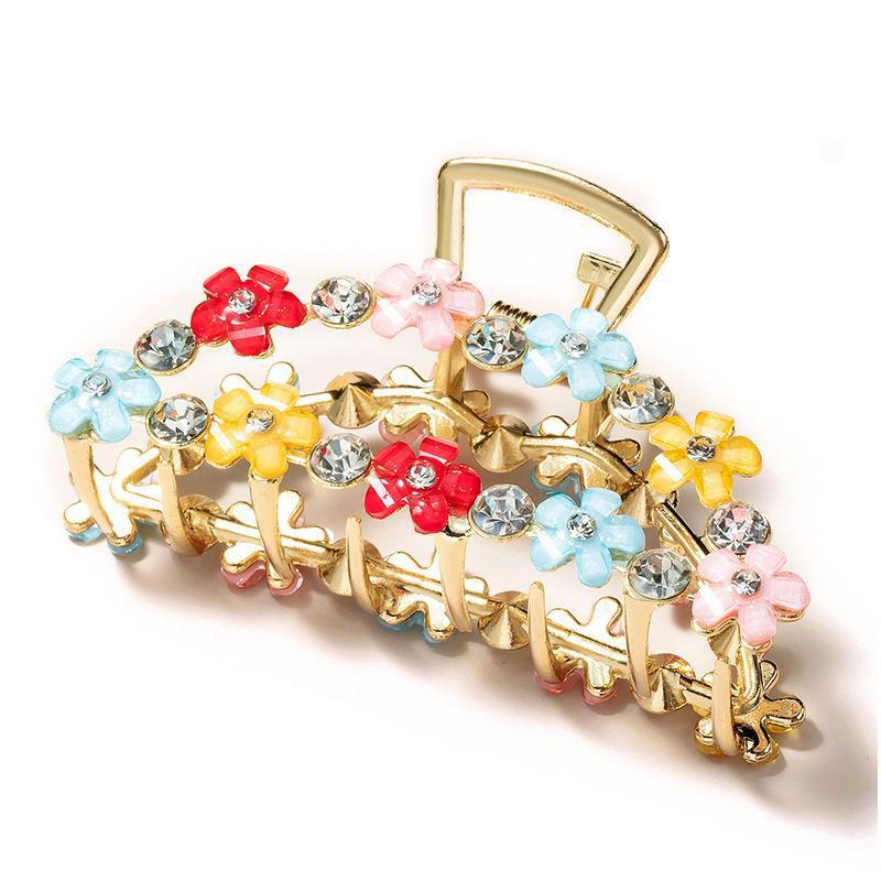 Wholesale Alloy Colored Flower Rhinestone Hair Clips