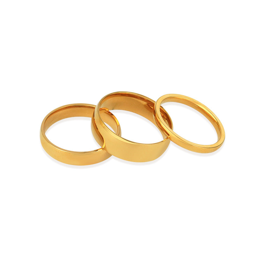 Wholesale 18K Plated Ring Surface Glossy Plain Ring Simple Style Titanium Steel Ring