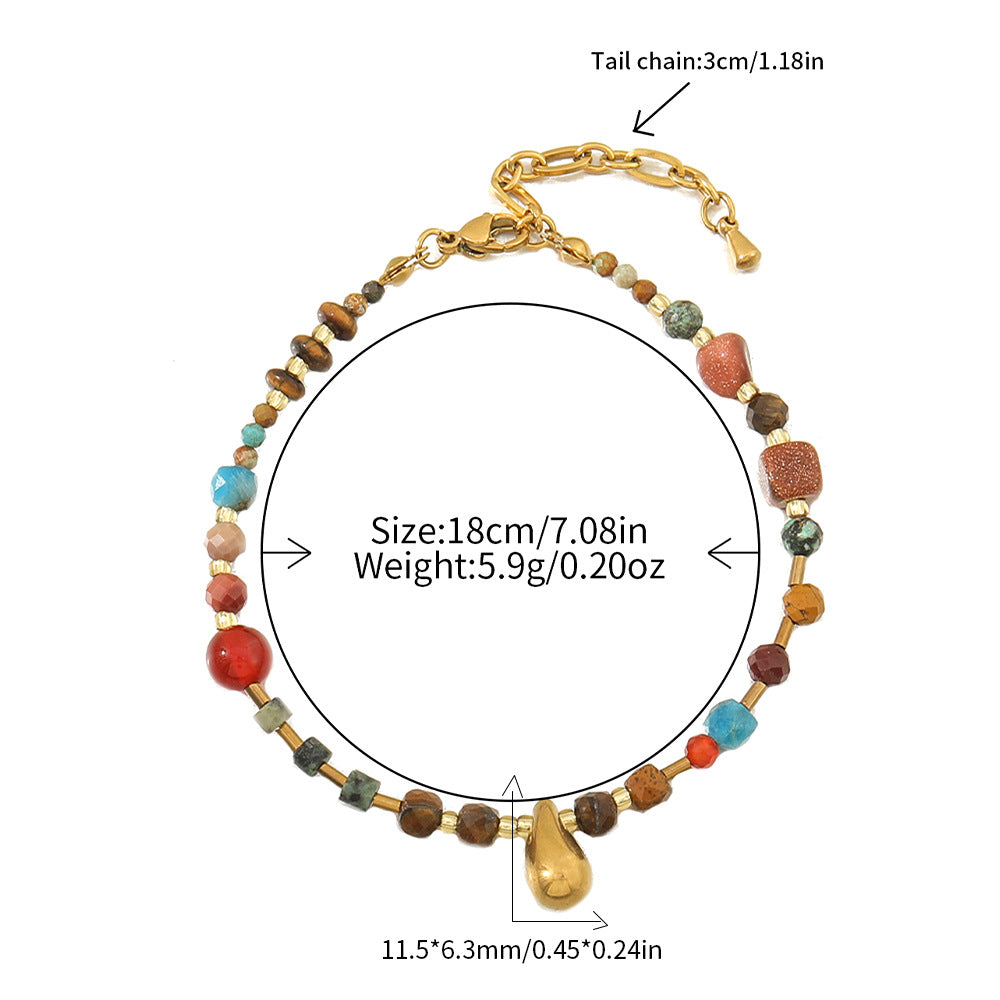 Wholesale Maillard Tiger Eye Stone Beaded Sweater Chain