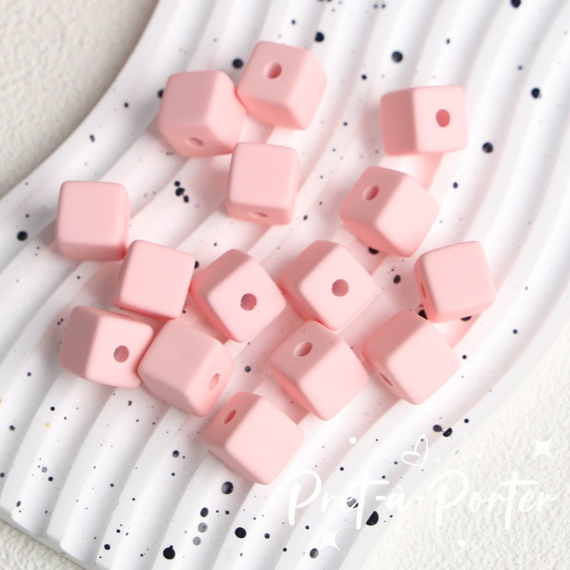 Wholesale 10pcs DIY Square Rubber Beads Macaron Color Square Beads