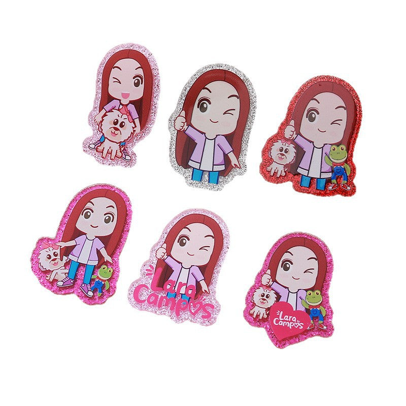 Wholesale 10pcs Glitter Cartoon Girl DIY Acrylic Smudges and Sequins