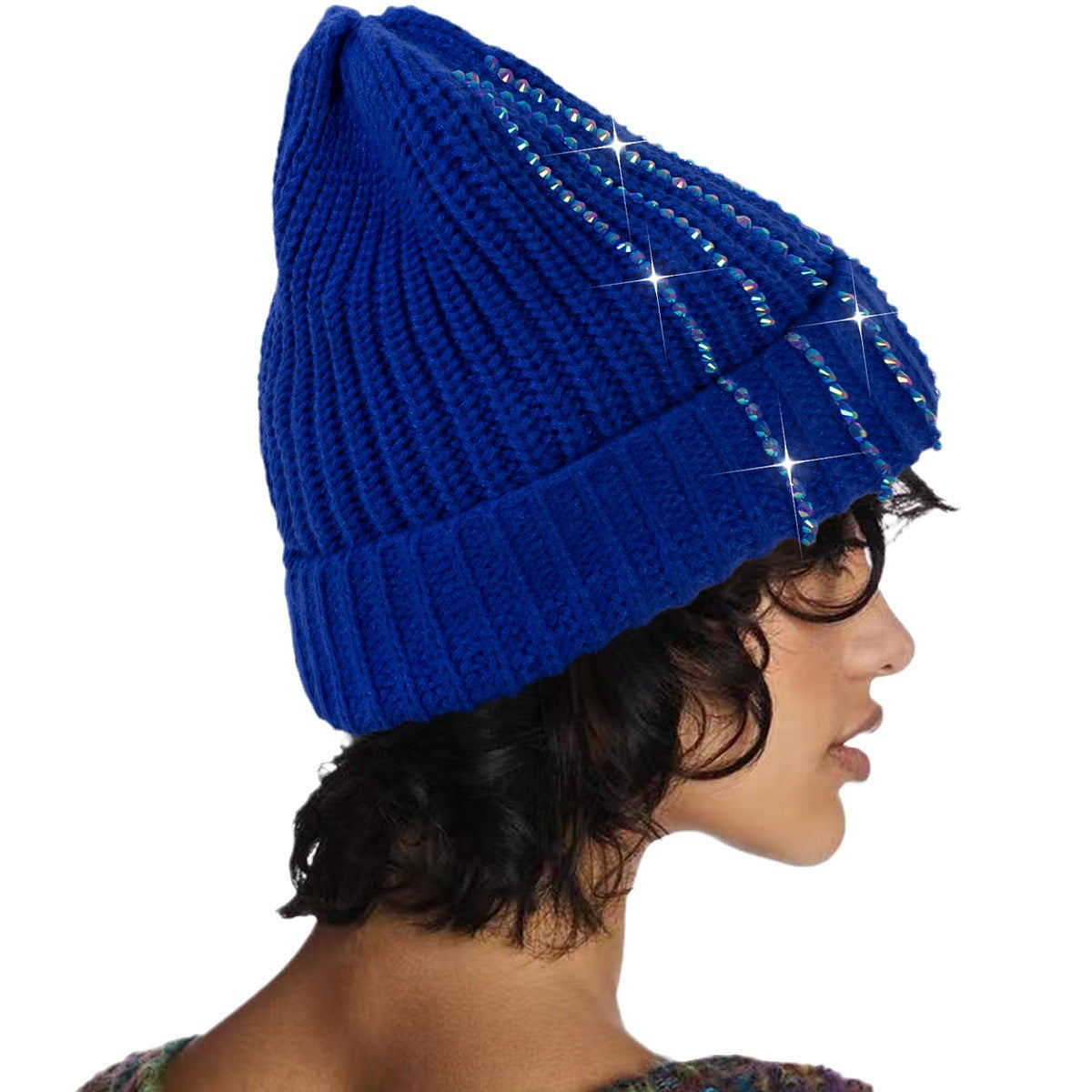 Wholesale Knitted Hats with Diamond Inlaid Wool Hats, Thickened Warm Hats