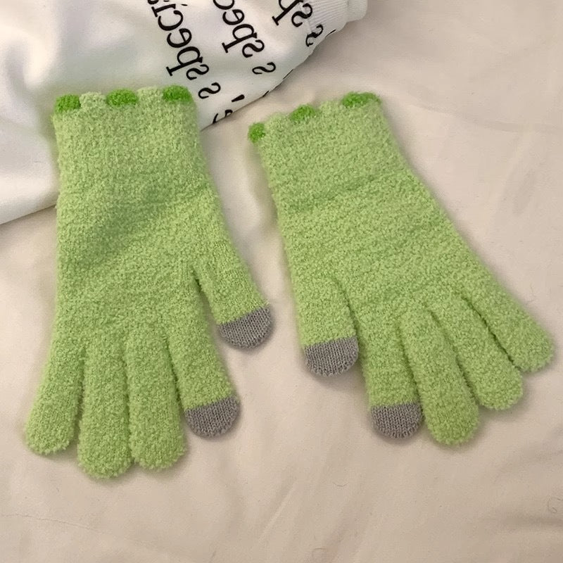 Wholesale Colorful Plush Fingerless Touch Screen Warm Winter Gloves