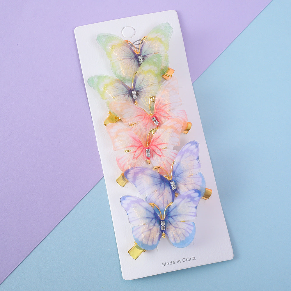 Wholesale Gradient Double Layer Butterfly Cute Pair Clip Fairy Duck Clip Cute Little Princess Hairpin