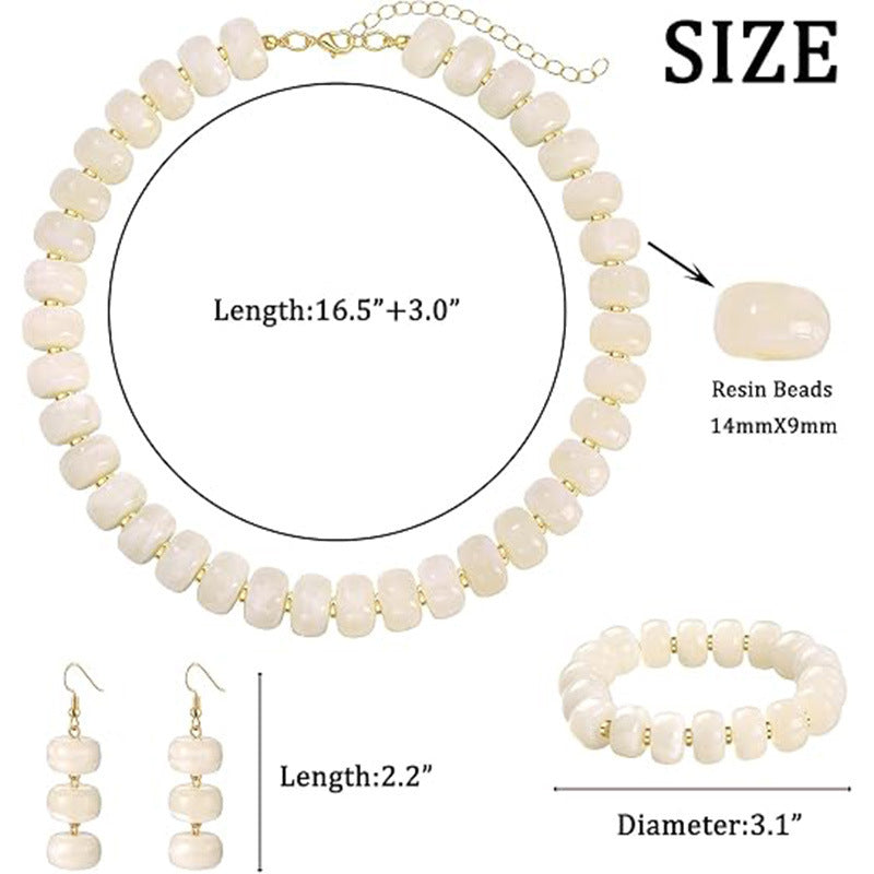 Wholesale Resin Beaded Bohemian Jewelry Set For Women Trendy Beach Vacation Fashion Accessory