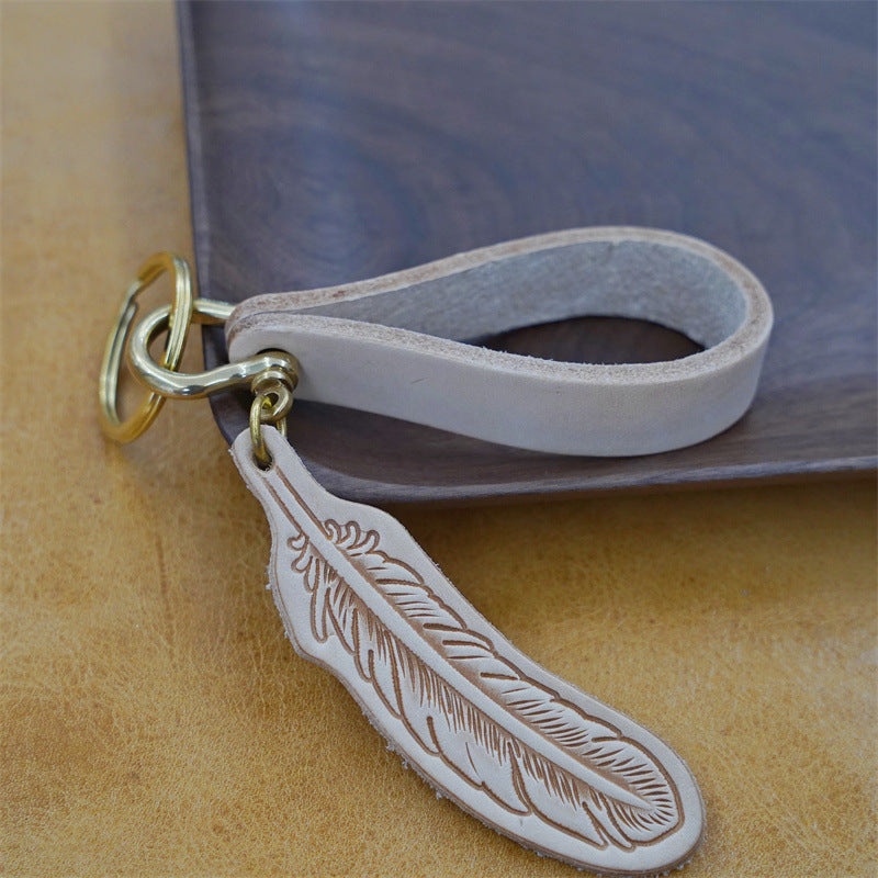 Wholesale Cowhide Feather Keychains