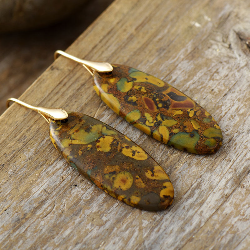 Wholesale Bohemian Natural Stone Geometric Pendant Earrings