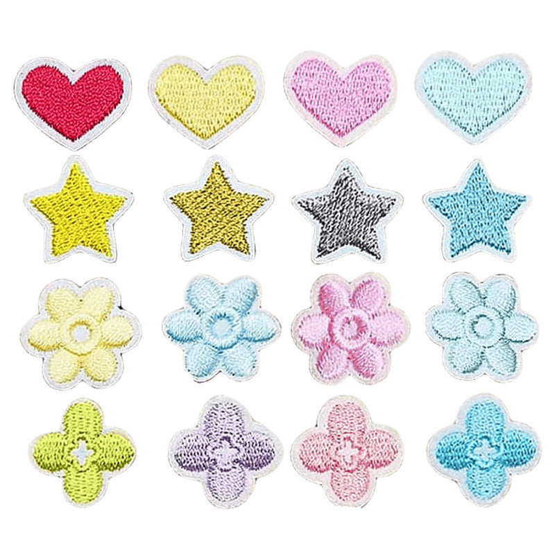 Wholesale Stylish Self Adhesive Embroidered Patches With Heart And Star Designs For Clothing Towels DIY Craft Supply