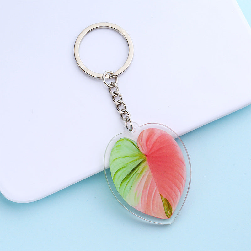 Wholesale 50PCS Creative Simulated Leaf Acrylic Keychain