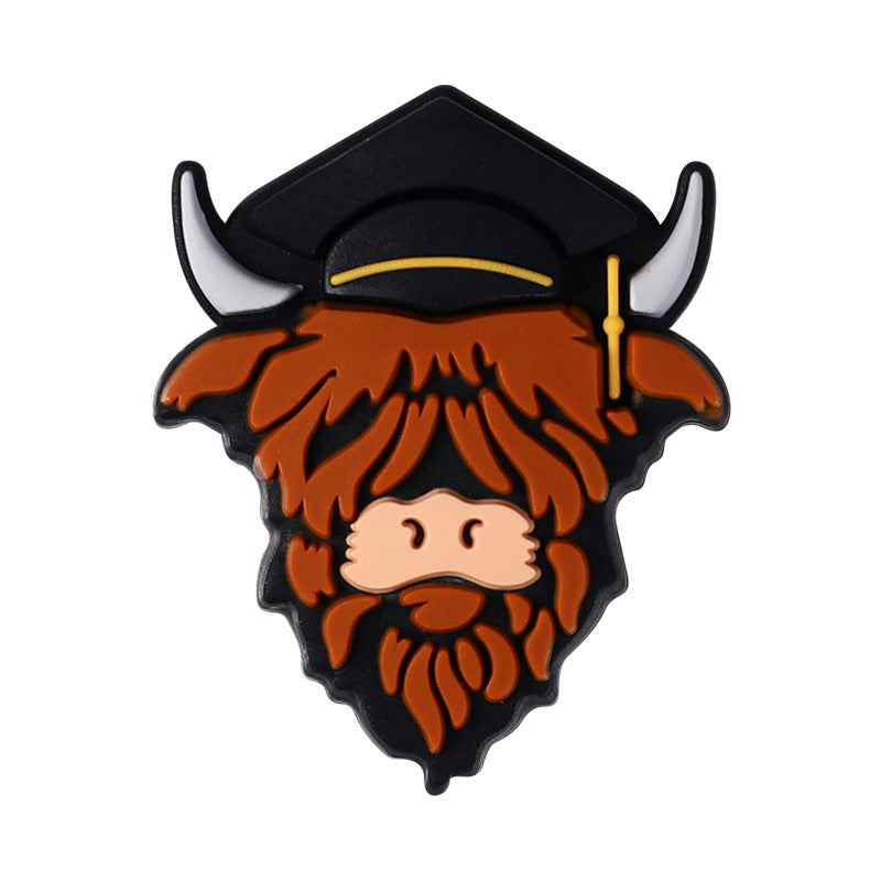 Wholesale 20pcs cartoon cow head silicone beads Focal Beads