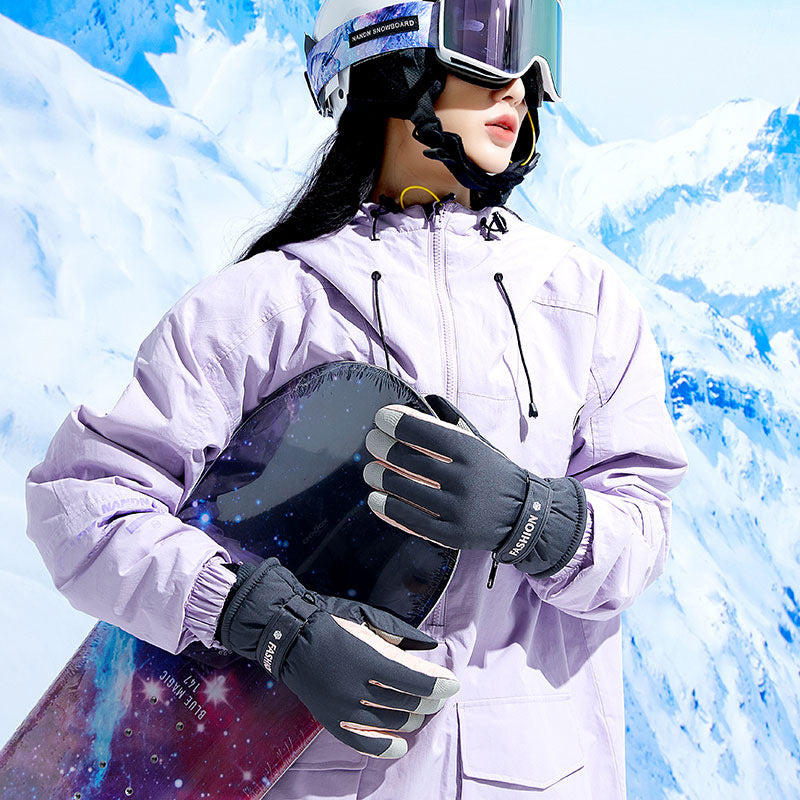 Wholesale Winter Waterproof and Cold-proof Plus Velvet and Thickened Outdoor Ski Gloves