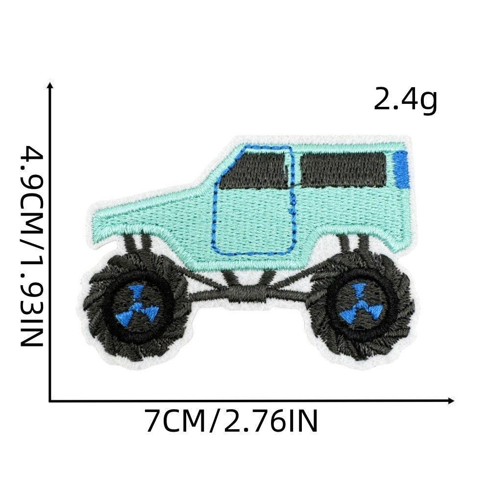Wholesale Trendy Monster Truck Embroidered Patch Polyester Sew On Applique For Kids Clothing Bags And DIY Crafts