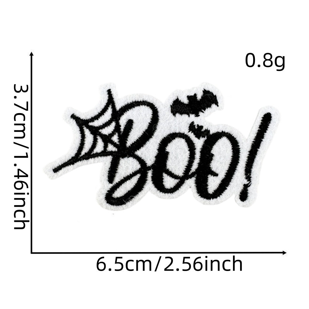 Wholesale Polyester Iron On Embroidered Patches  Pumpkin Ghost Black Series Home Decor Accent