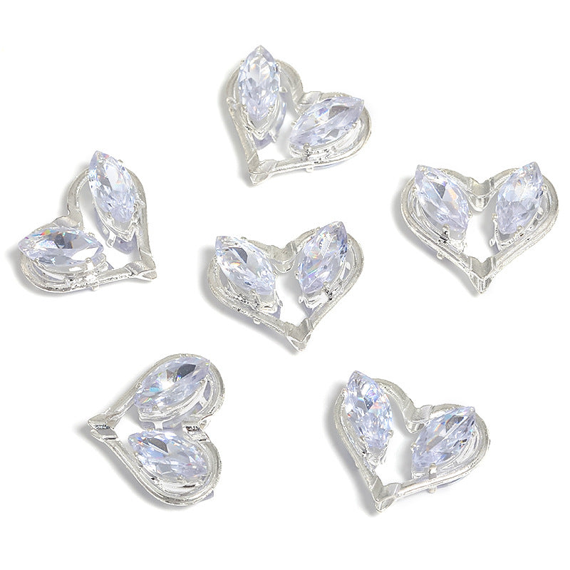 Wholesale 10pcs/pack  Flashing diamond heart butterfly combined with gold through-hole beads