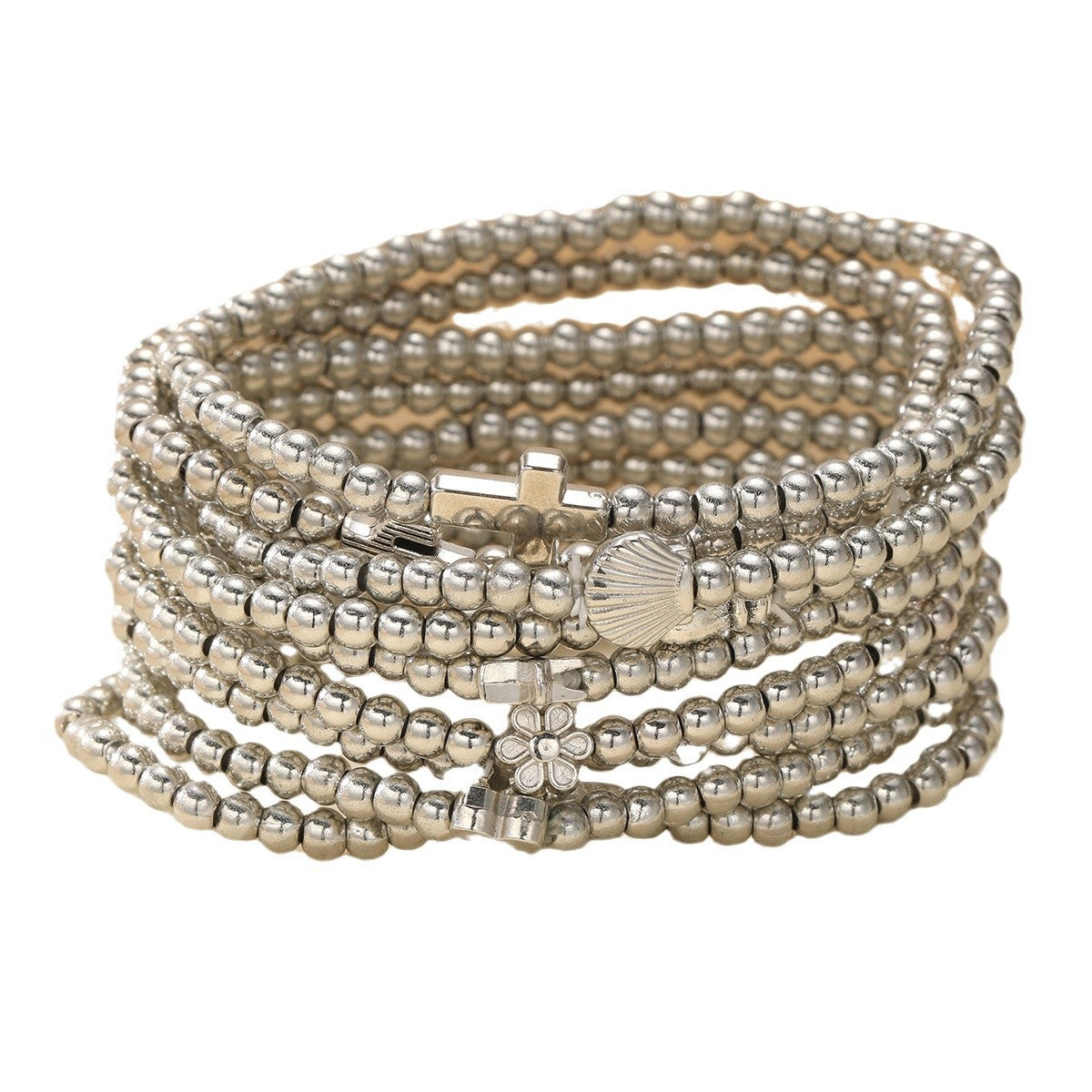 Wholesale Fashionable and Exquisite CCB Cross Shell Beaded Bracelet 9-piece Set