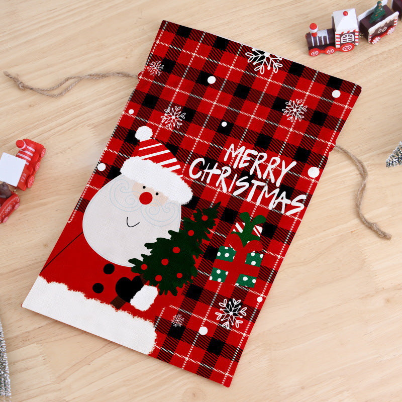 Wholesale Cloth Candy Bag Christmas Drawstring Cartoon Gift Bag