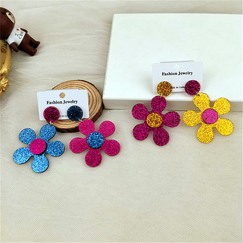 Wholesale Fashion Contrasting Color Five-petal Flower Acrylic Earrings