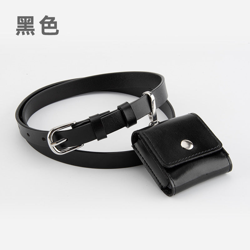 Wholesale Belt bag integrated genuine leather waist hanging headphone bag