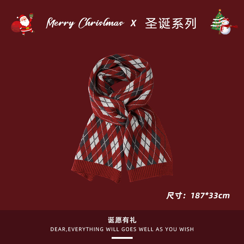 Wholesale Christmas Deer Winter Warm Plaid Scarves