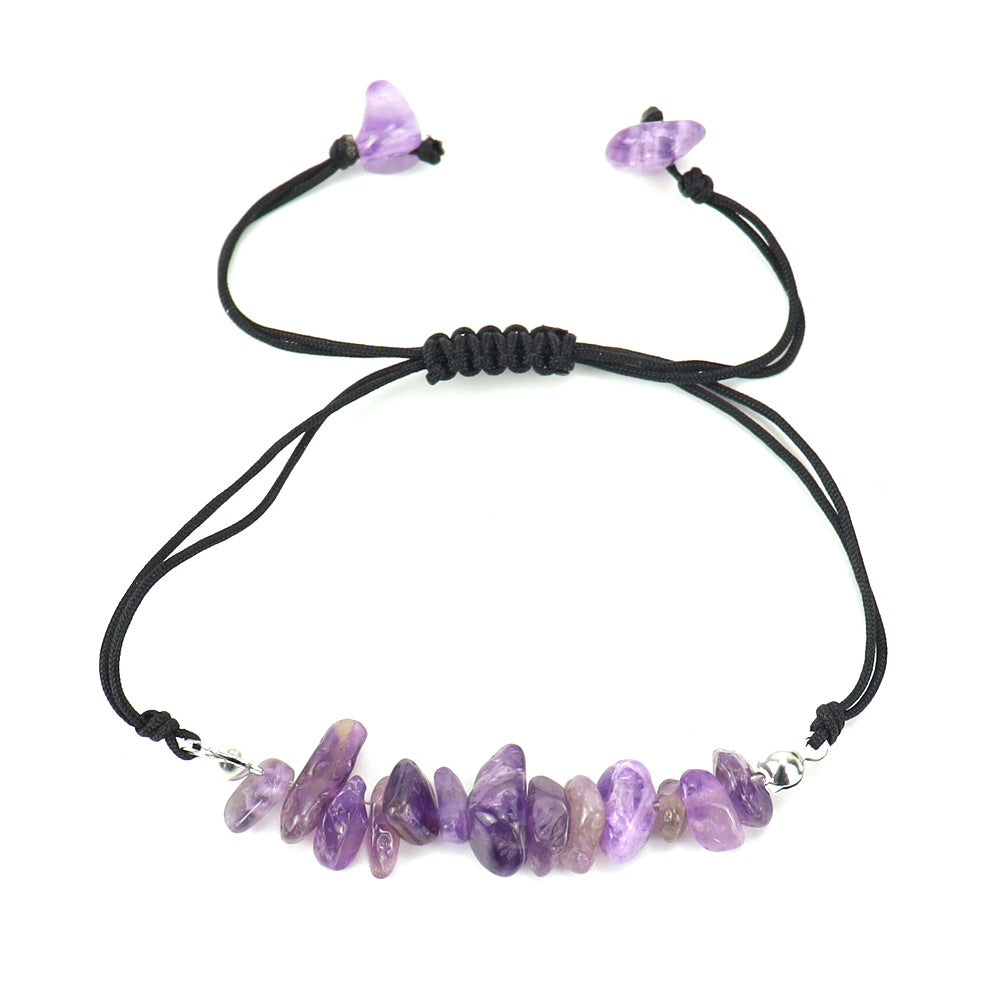 Wholesale Hand-woven Natural Crystal Crushed Stone Amethyst Agate Adjustable Bracelet