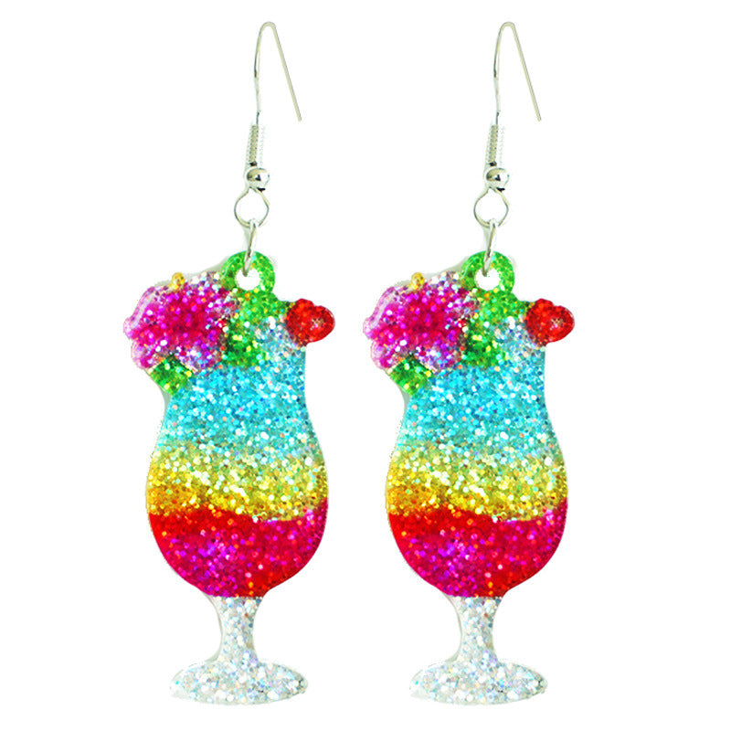 Wholesale 2 Pairs/pack Liquor Shiny Colorful Spring Summer Ball Party Red Wine Cocktail Earrings