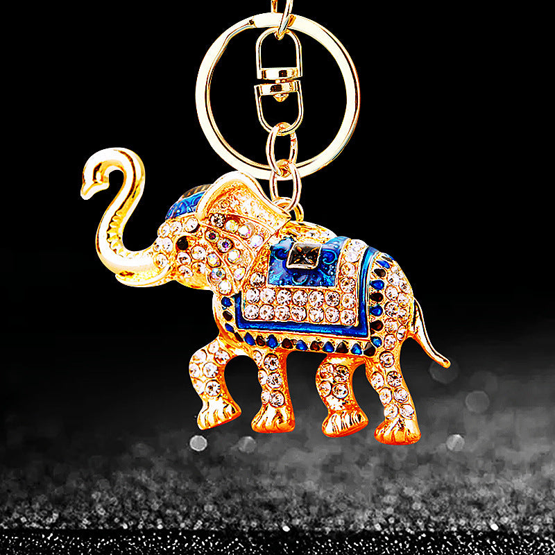 Wholesale Crystal studded diamond elephant cute metal keychain