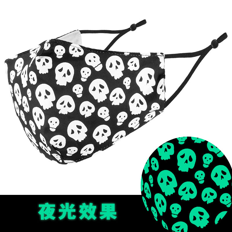 Wholesale Halloween Skull Head 3D Luminous Printed Dust Pure Cotton Mask