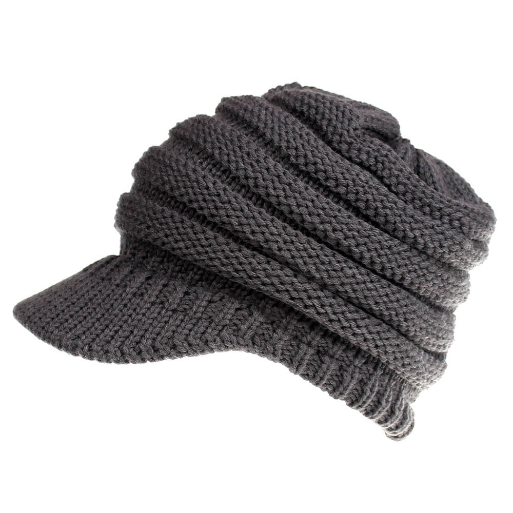 Wholesale Women's Knitted Baseball No Logo Open Ponytail Ski Sports Cap
