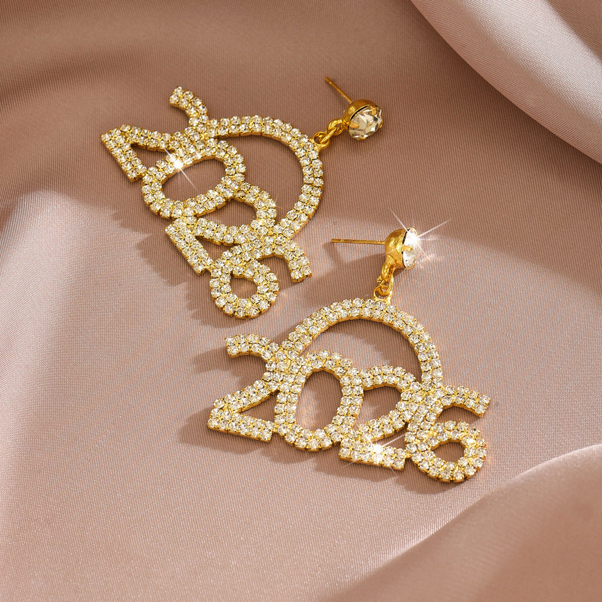 Wholesale 2026 Rhinestone Digital Blingbling Earrings