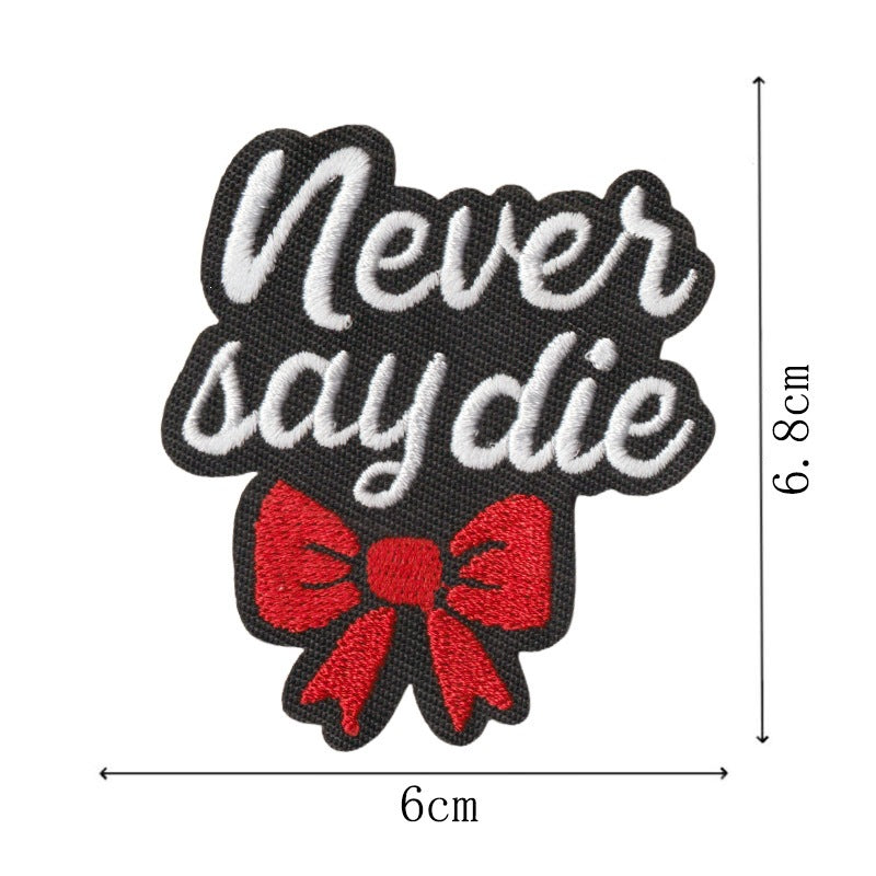 Wholesale Set Of 9 Cartoon English Phrase Embroidered Iron On Patches For Clothing Bags Black White DIY Decorative Accent