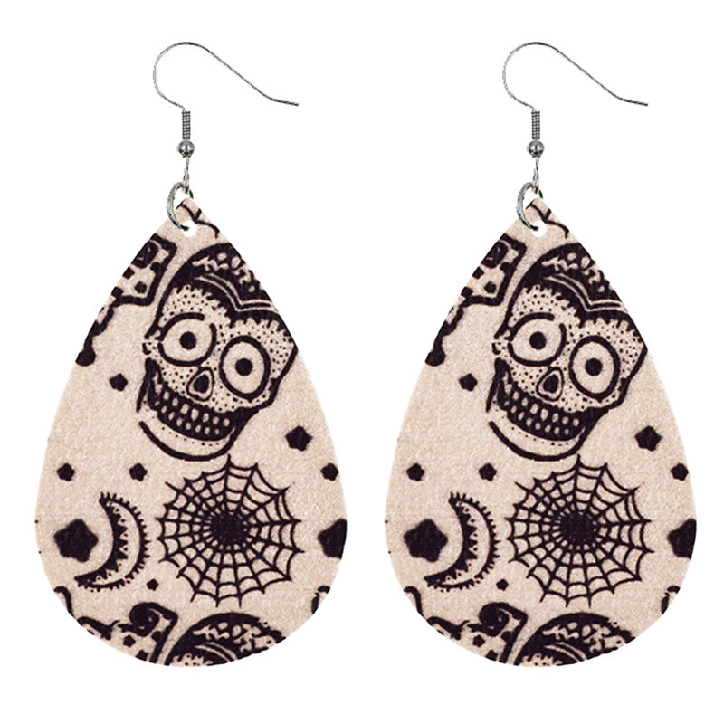 Wholesale Bat Elf Water Drop  Leather Earrings