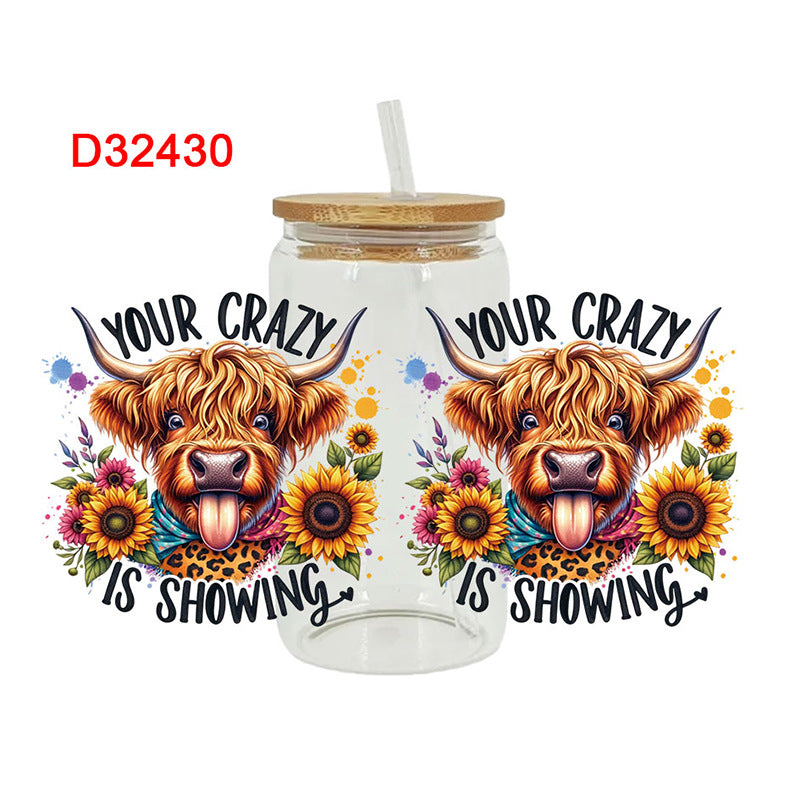 Wholesale Love Bow Cow 16oz Cup UV DTF Wraps