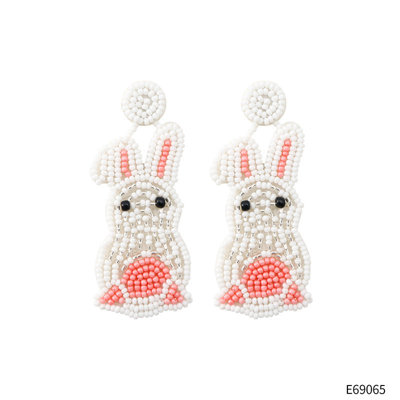 Wholesale Easter Bead Woven Rabbit Earrings