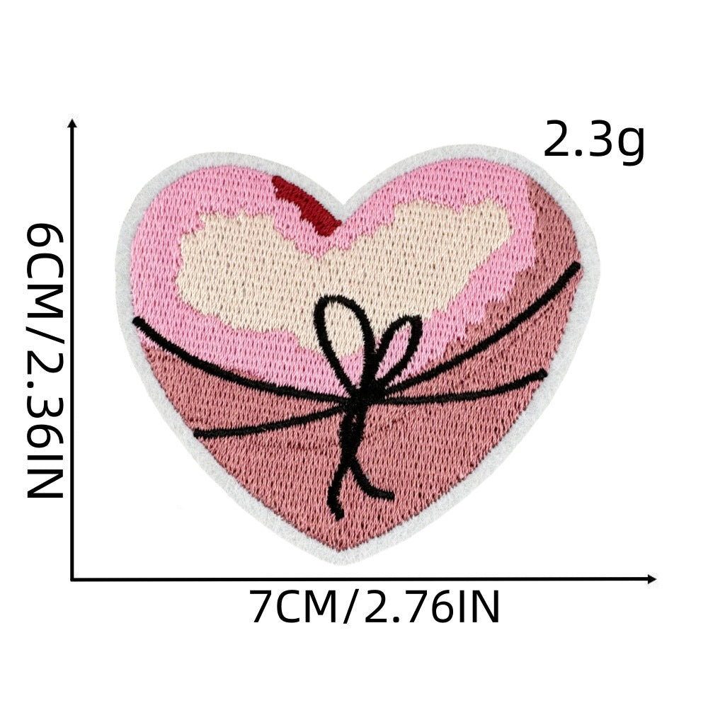 Wholesale Polyester Embroidered Sweet Heart Bow Patch For Girls Clothing Bag Decoration