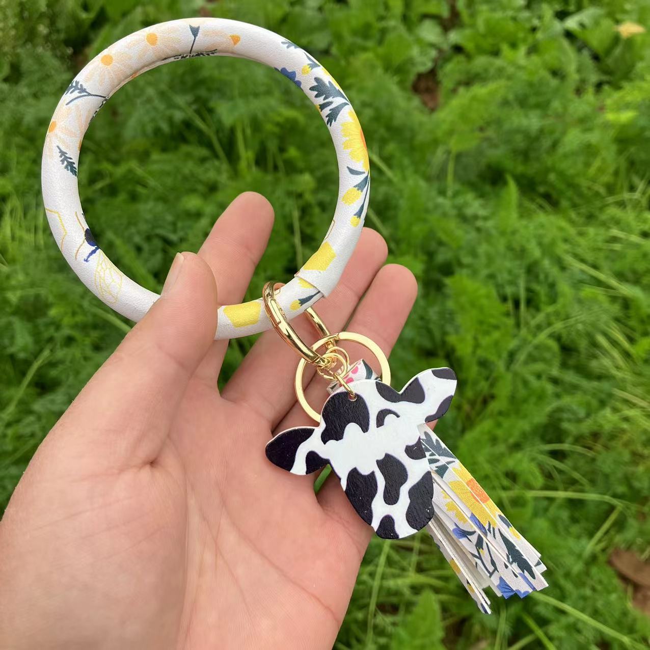 WholesalePU Leather Tassel Bracelet Keychain