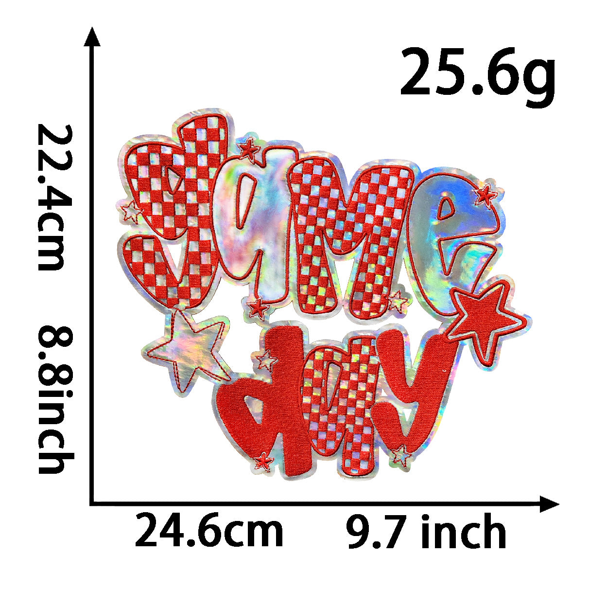 Wholesale Boutique Large Triangular Game Day Glitter Embroidered Patch Orange Iron On DIY Applique Fashion Accessory