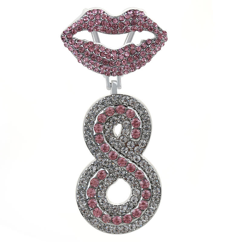 Wholesale Full Diamond Lips 26 Letters Pendant Necklace