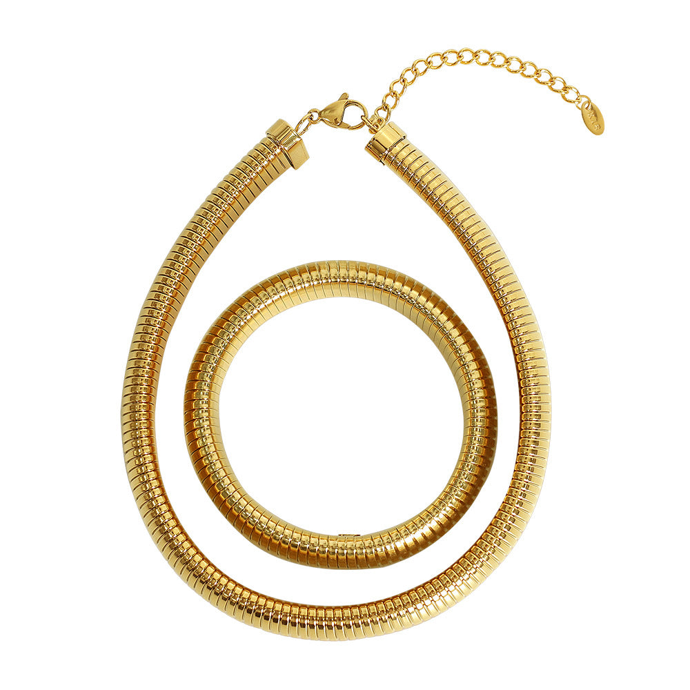 Wholesale Exaggerated Vintage Threaded Stretch Bracelet Necklace Set