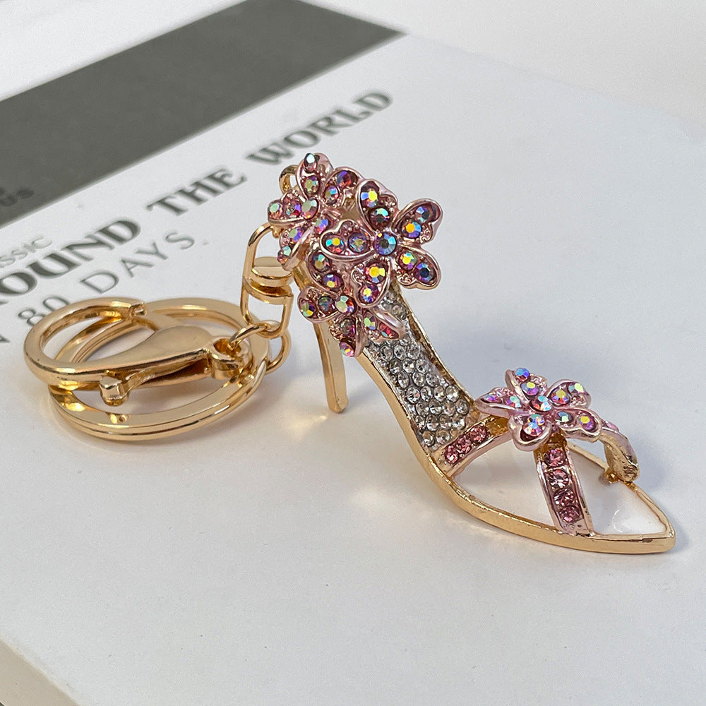 Wholesale Colorful diamond high heels car keychain